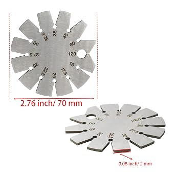 1 PCS Brushed Silver 15-120 Degree Bevel Gauge, Stainless Steel Axe Angle Gauge Round Shape