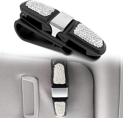 Miniatura 1 de Soporte giratorio para lentes de sol de automóvil con clip para tarjeta de boleto para mujeres y niñas, soporte para lentes de sol para accesorios