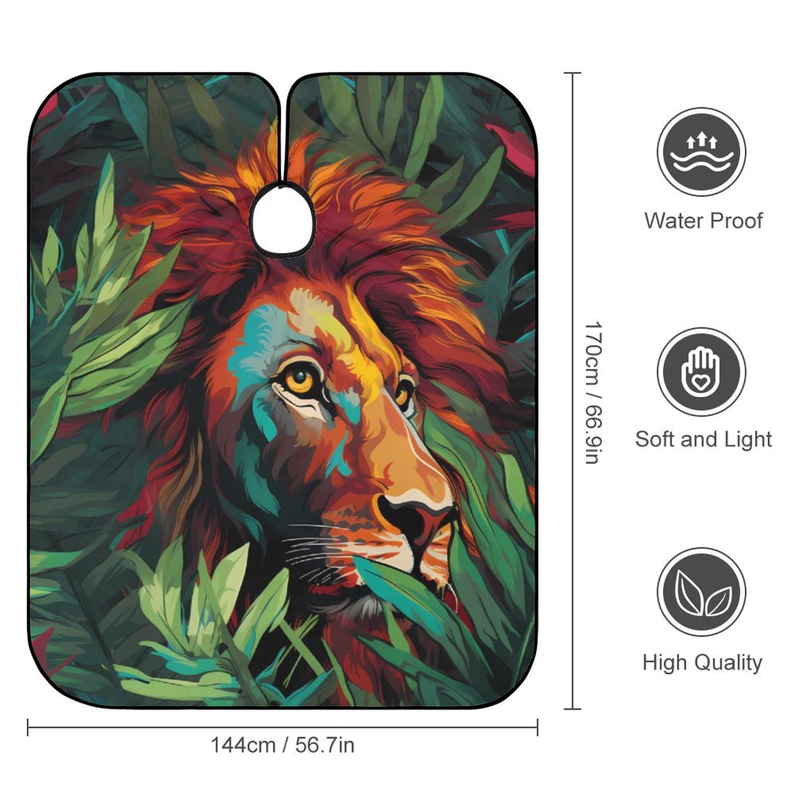 Art Cool Lion And Leaf Hair Cutting Cape for Men Women Waterproof Barber Cape Adjustable Salon Haircut Capes