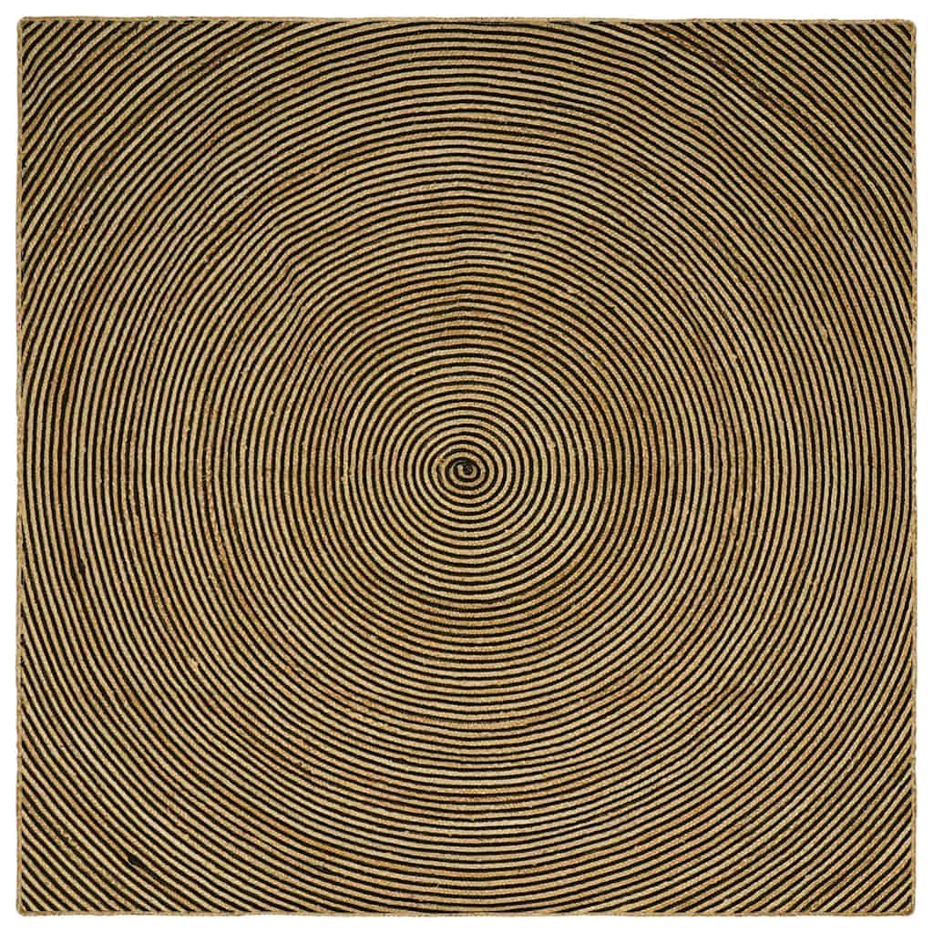 Tapis en jute noir 300x300 cm confortable pour réchauffer le salon