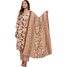 Womens Pure Cotton Floral Printed Straight Kurta Set with Pant & Dupatta | Ethnic Festive & Casual Wear for Women