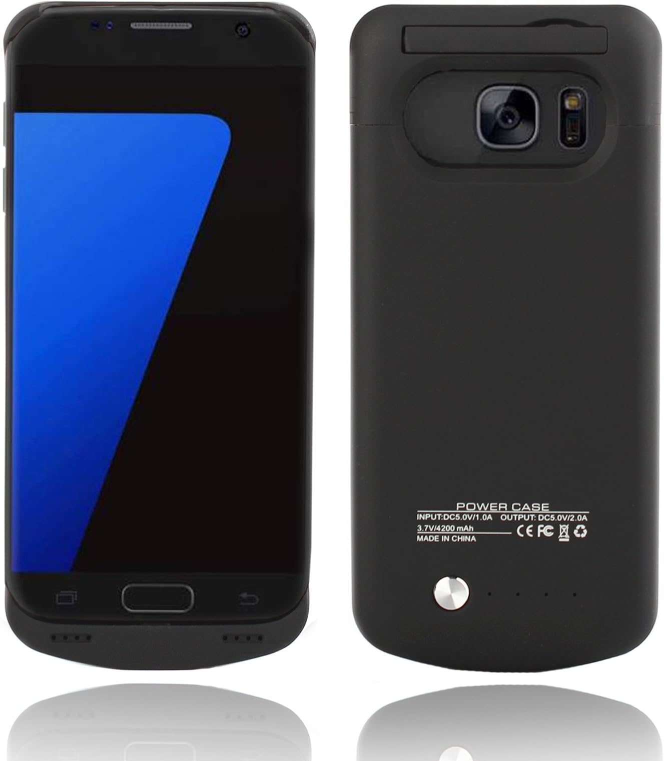 Galaxy S7 Battery Case with Kick Stand 4200mAh Support Dual Charging Ultra Slim Rechargeable Portable External Backup Battery Charger Case Protective Charging Power Cover Pack for Samsung Galaxy S7