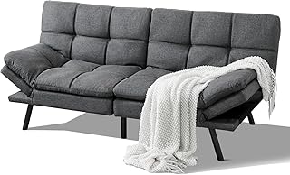 Futon Sofa Bed,Memory Foam Sleeper Sofa Bed Couch，Futon Convertible Sofa Bed Small Couch，Sofa Couch for Living Room Apartment Office.(Grey)