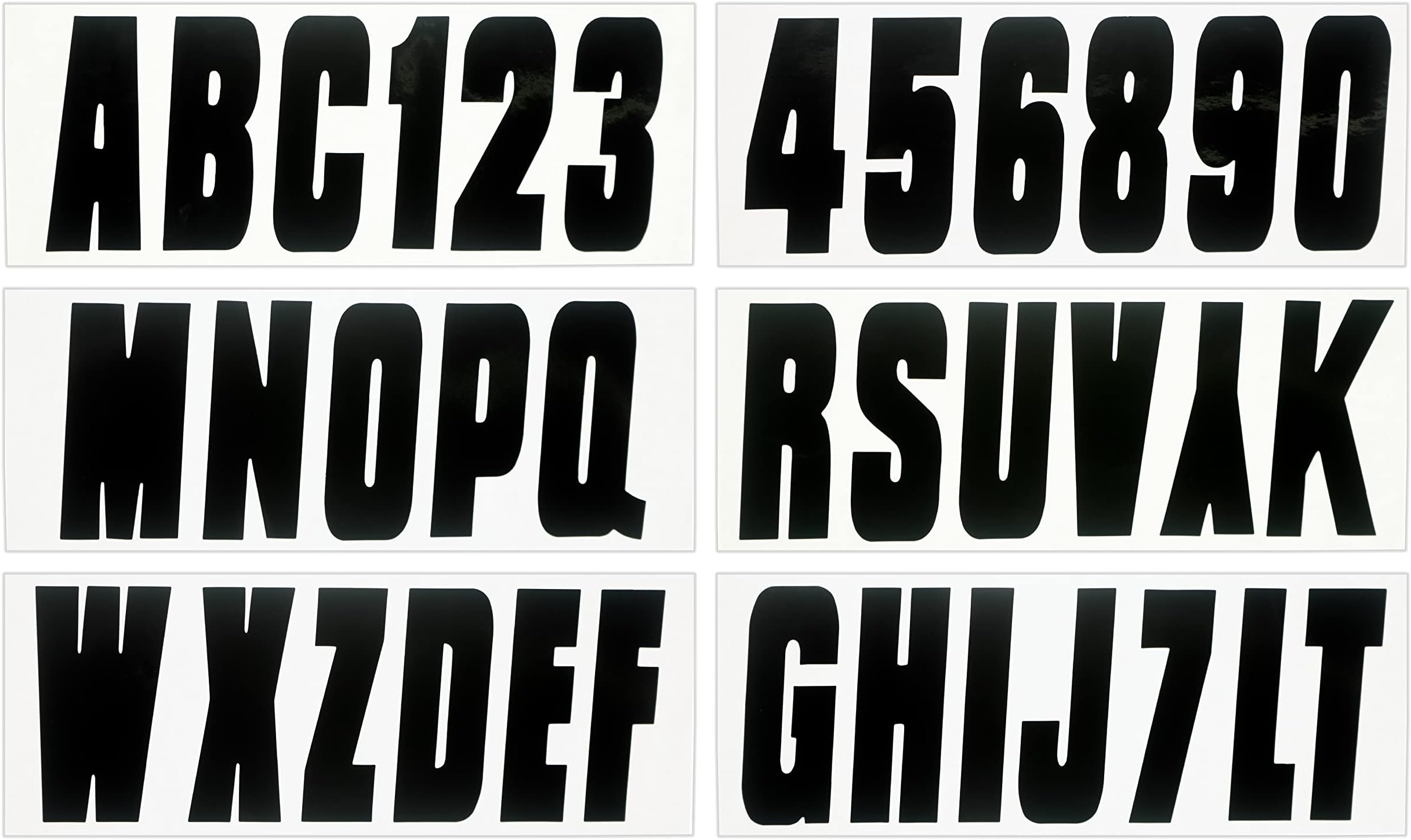 USA Series 350 Boat Lettering & Registration Decal Kit – Solid Black, 3-Inch –Fuel Resistant Marine Vinyl – Fits Boats, PWC, Pontoons – 146 Piece Set -BLK350EC