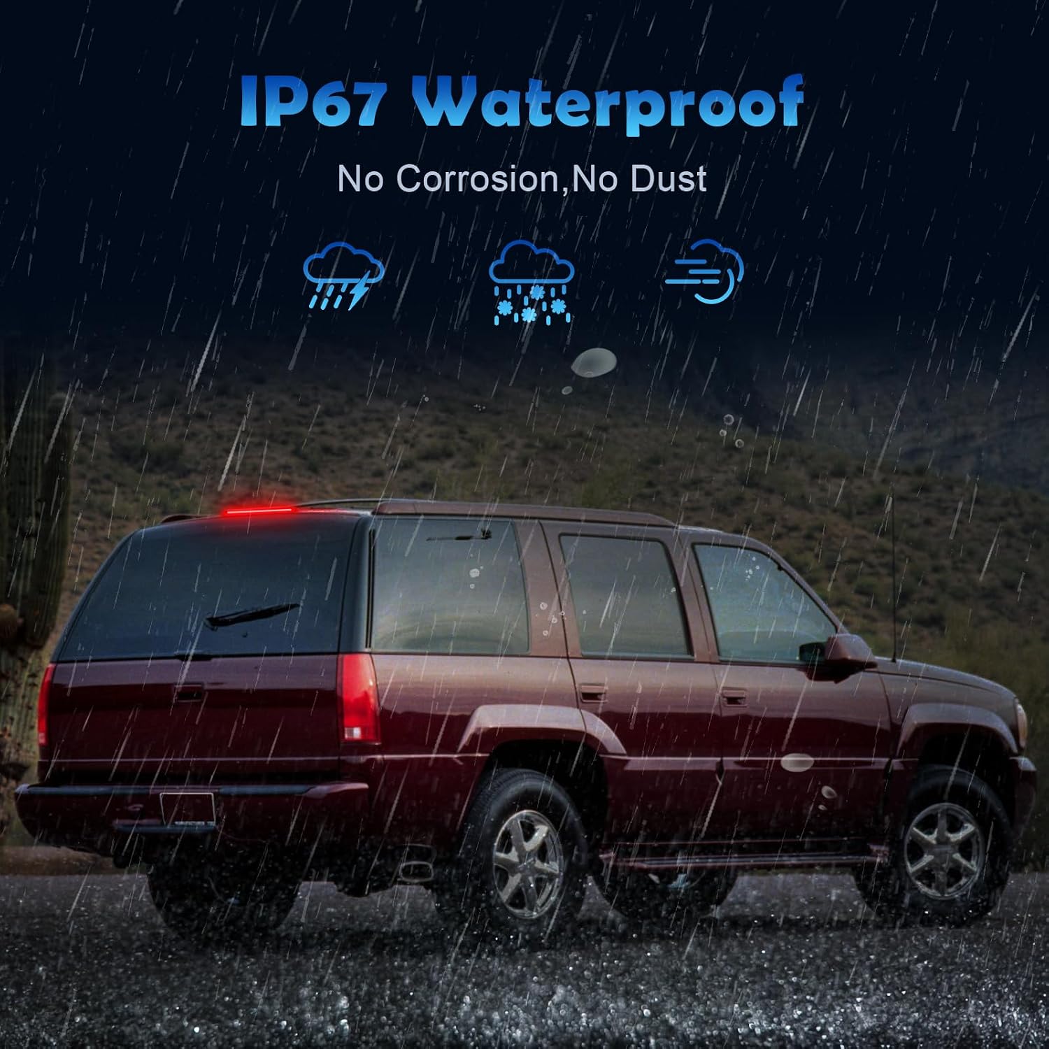 LED 3rd Third Brake Light High Mount Stop Brake Light Compatible with [Suburban 1992-1999][Tahoe 95-99][Blazer S10][Yukon 92-99][Yukon XL 00-04][Jimmy S-15][Bravada][Escalade 99-00], Clear Lens