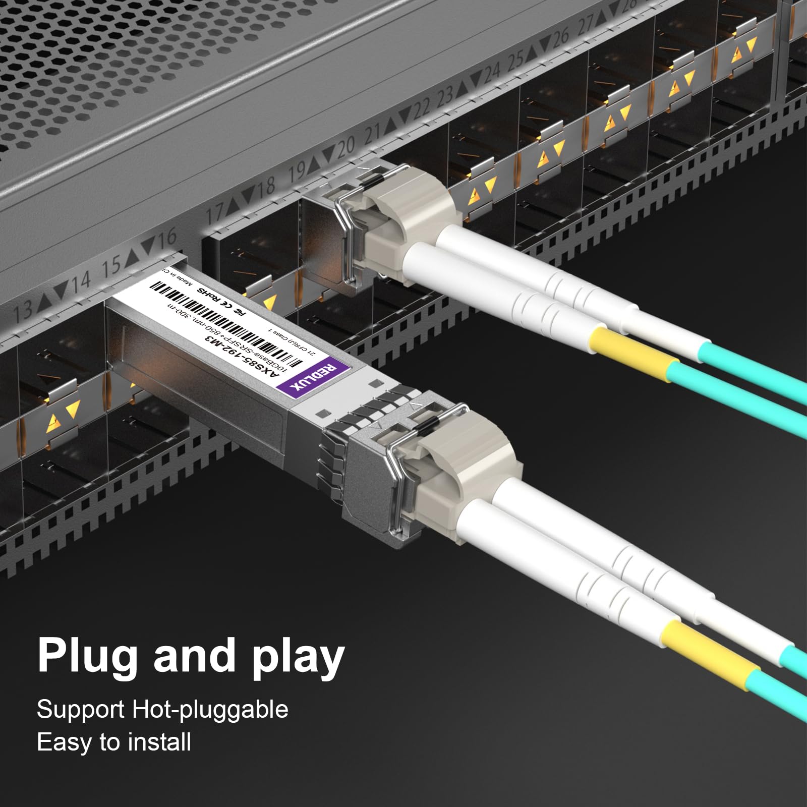 REDLUX Modulo Gbic SFP SX 850nm MMF doppio connettore LC 550m Compatibile Cisco Meraki Ubiquiti UniFi Mikrotik Fortinet TP-Link Netgear