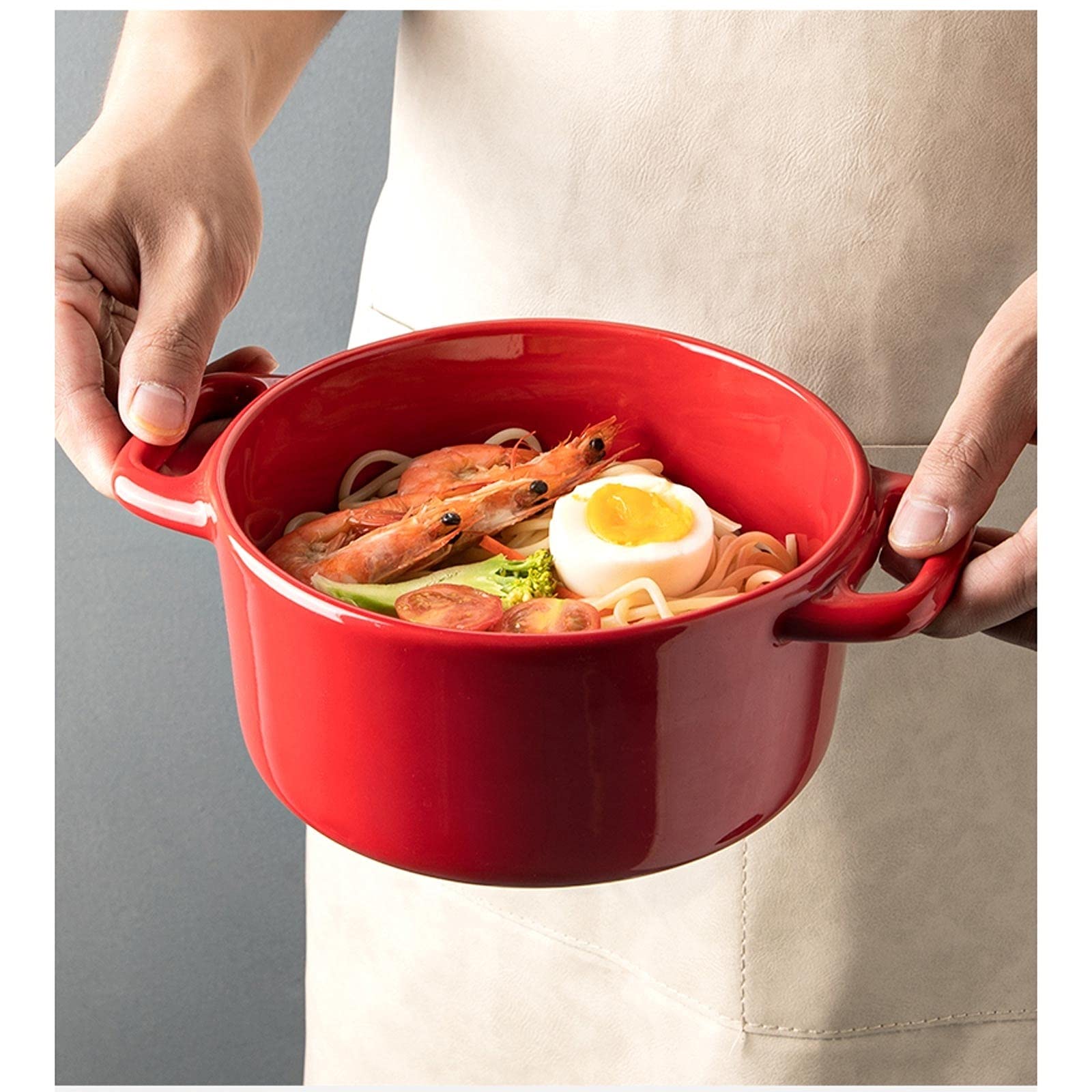 Tazón De Sopa Grande Para Ensaladeras Juego de 4 tazones de sopa de cerámica con asas, juego de tazones de cerámica for servir sopas, granos y guisos, tazones de desayuno Cuencos Para Cocina Cuenco Pa