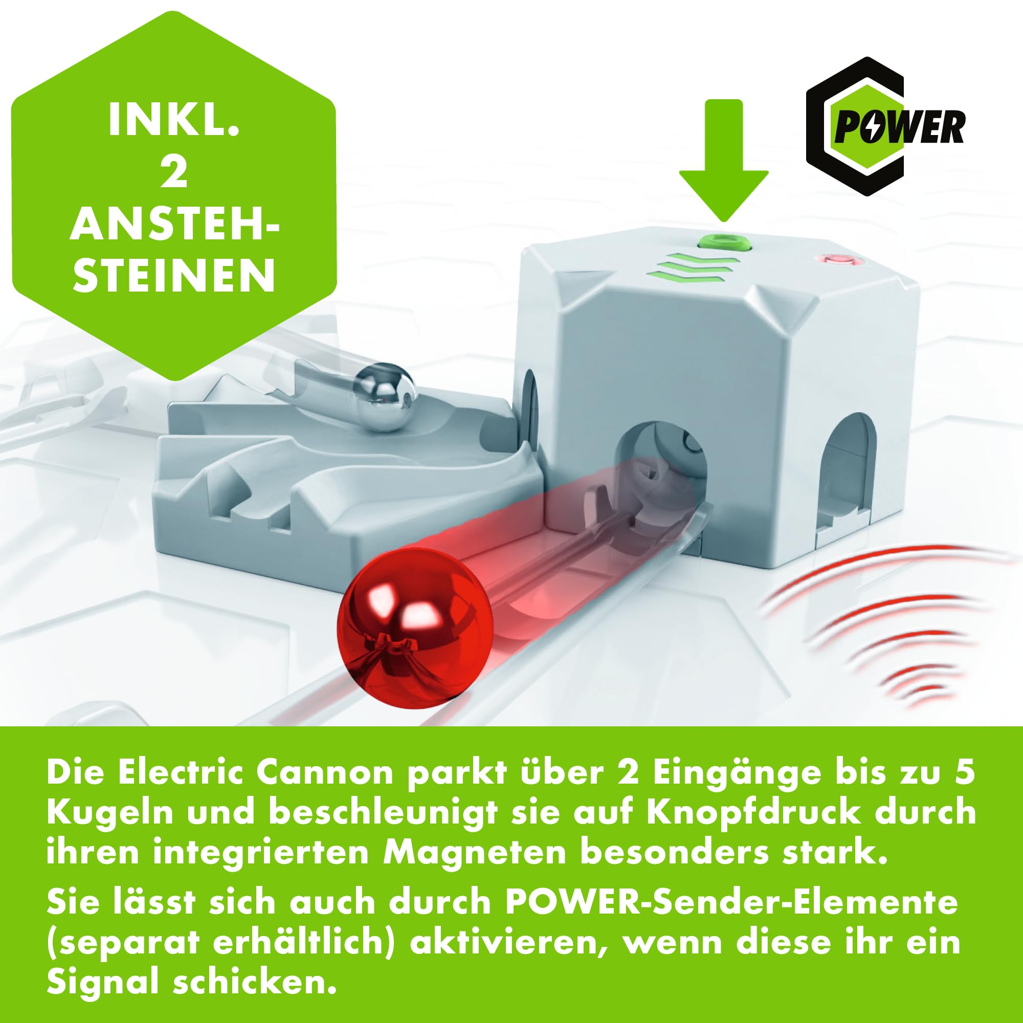 Ravensburger GraviTrax Power Element Electric Cannon 23745 - elektronische Erweiterung für Deine Kugelbahn - Murmelbahn und Konstruktionsspielzeug ab 8 Jahre