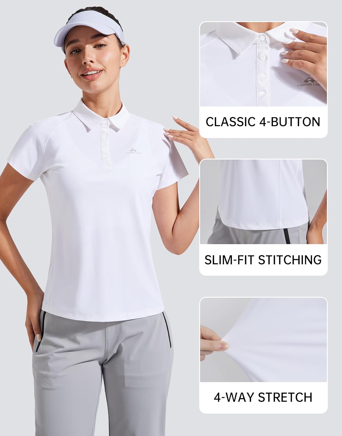 Pioneer Camp Women's Golf Shirt Short Sleeve Polo Shirts UPF 50+ Quick Dry Collared Tennis Work Athletic Tops 4 Button - Image 6