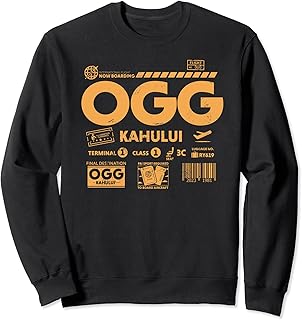 Vintage Kahului Maui OGG Airport Code Travel Day Retro Tag Sweatshirt
