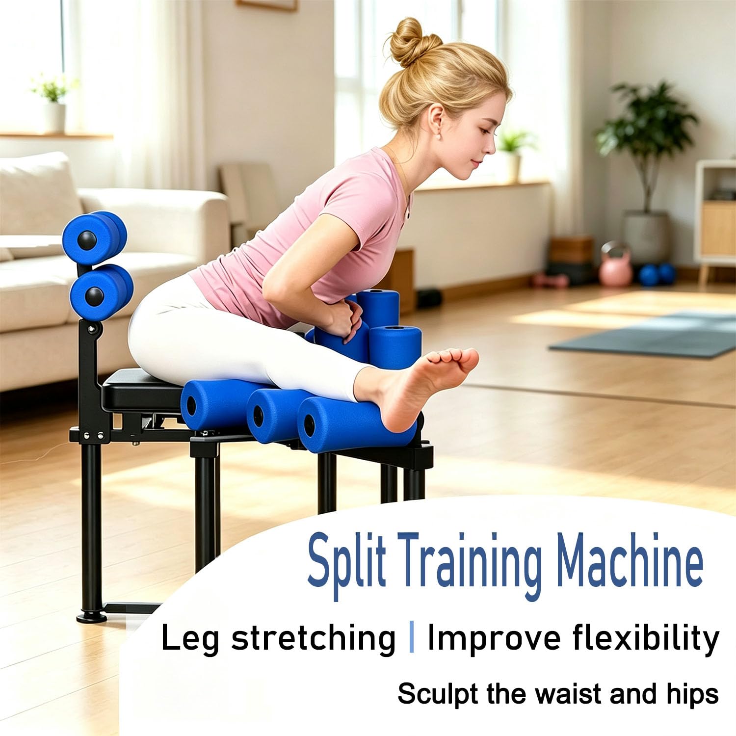 Divaricatore Spalancatore per Gambe Con Manovella Girevole l’Allenamento delle Gambe Dispositivo Mobile su Ruote per Esercizi di Stretching per Balletto, Arti Marziali e Fitness