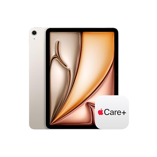 Apple iPad Air 11-inch (M4): Liquid Retina Display, 256GB, 12MP Front/Back Camera, Wi-Fi 7 with Apple N1, Touch ID, All-Day Battery Life — Starlight with AppleCare+ (2 years)