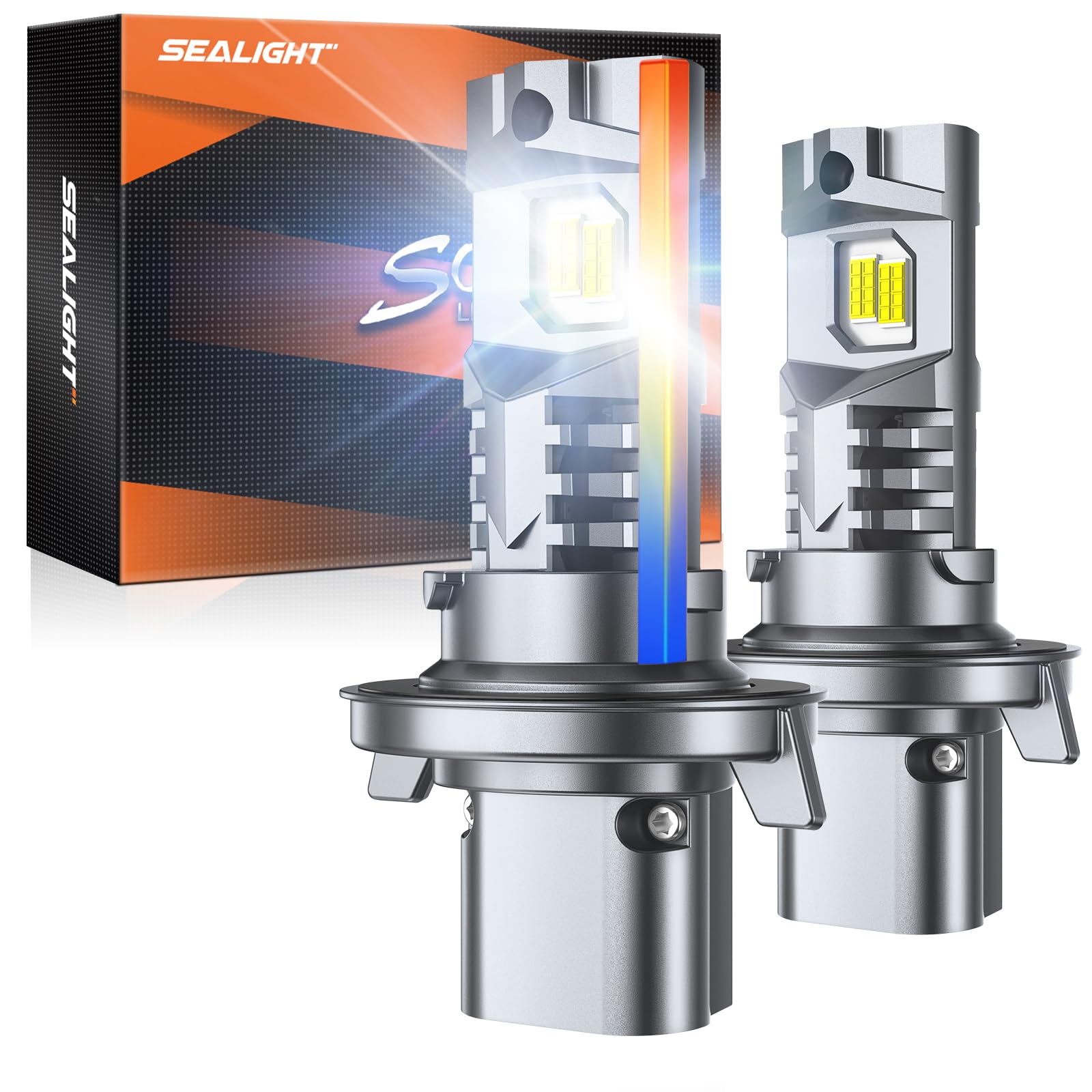 SEALIGHT H13 9008 50000LM Light Bulbs, 1:1 Mini OEM Size LED Fog Bulbs with Cooling Fan, H13 Powerport Light, Plug-N-Play, Pack of 2