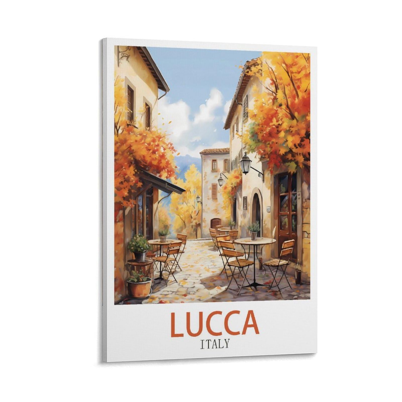 Zbbggoz Frame-Style Lucca Italy Vintage Travel Poster 16X24inch(40X60cm) Canvas Wall Posters And Art Picture Print Modern Family Bedroom Decor