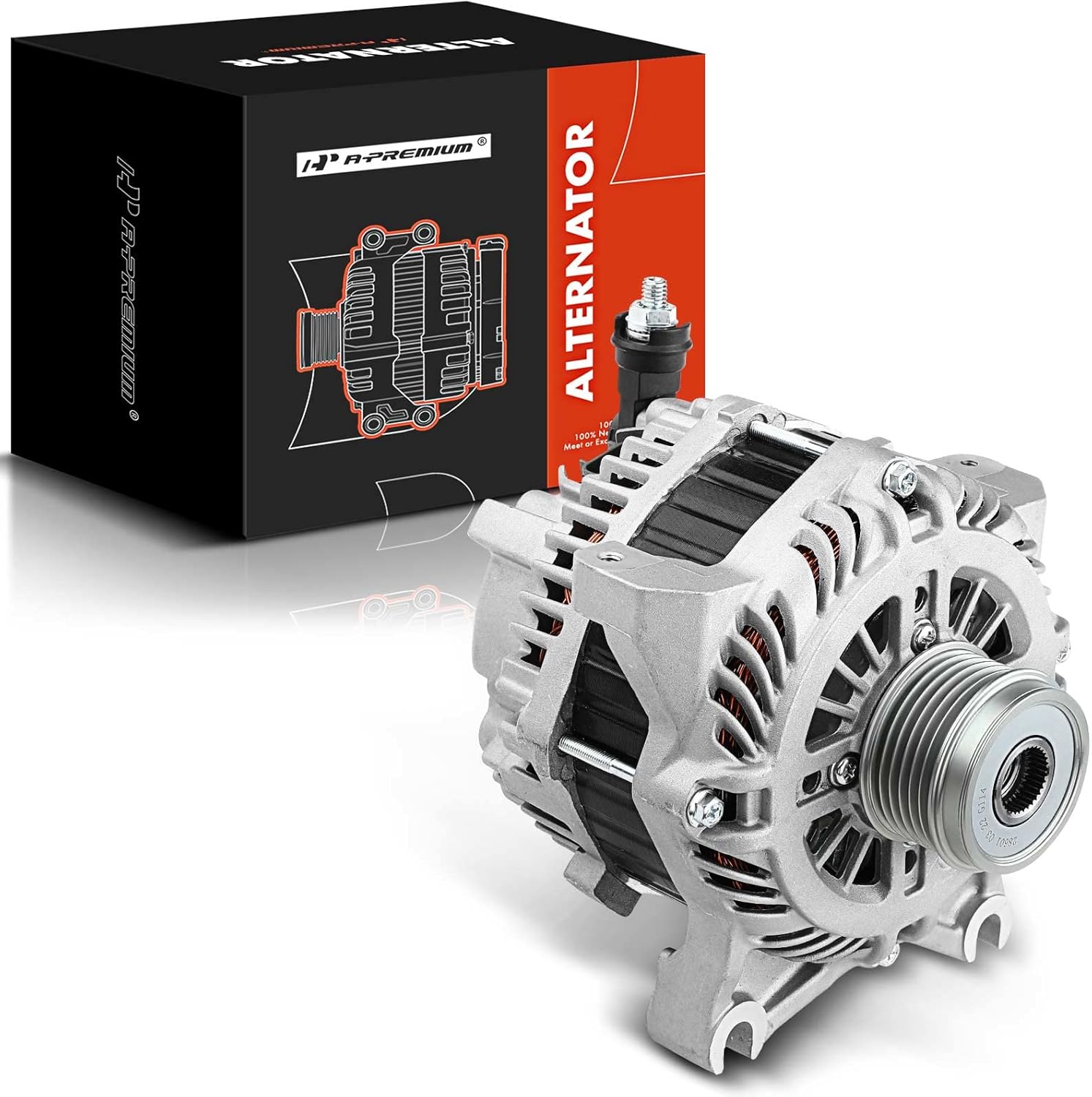 A-Premium Alternator Compatible with Ford Crown Victoria 2004-2011 V8 4.6L, 12V 200A 6-Groove Pulley Clockwise, Replace# 4W7310300AC, 4W7Z10346AC