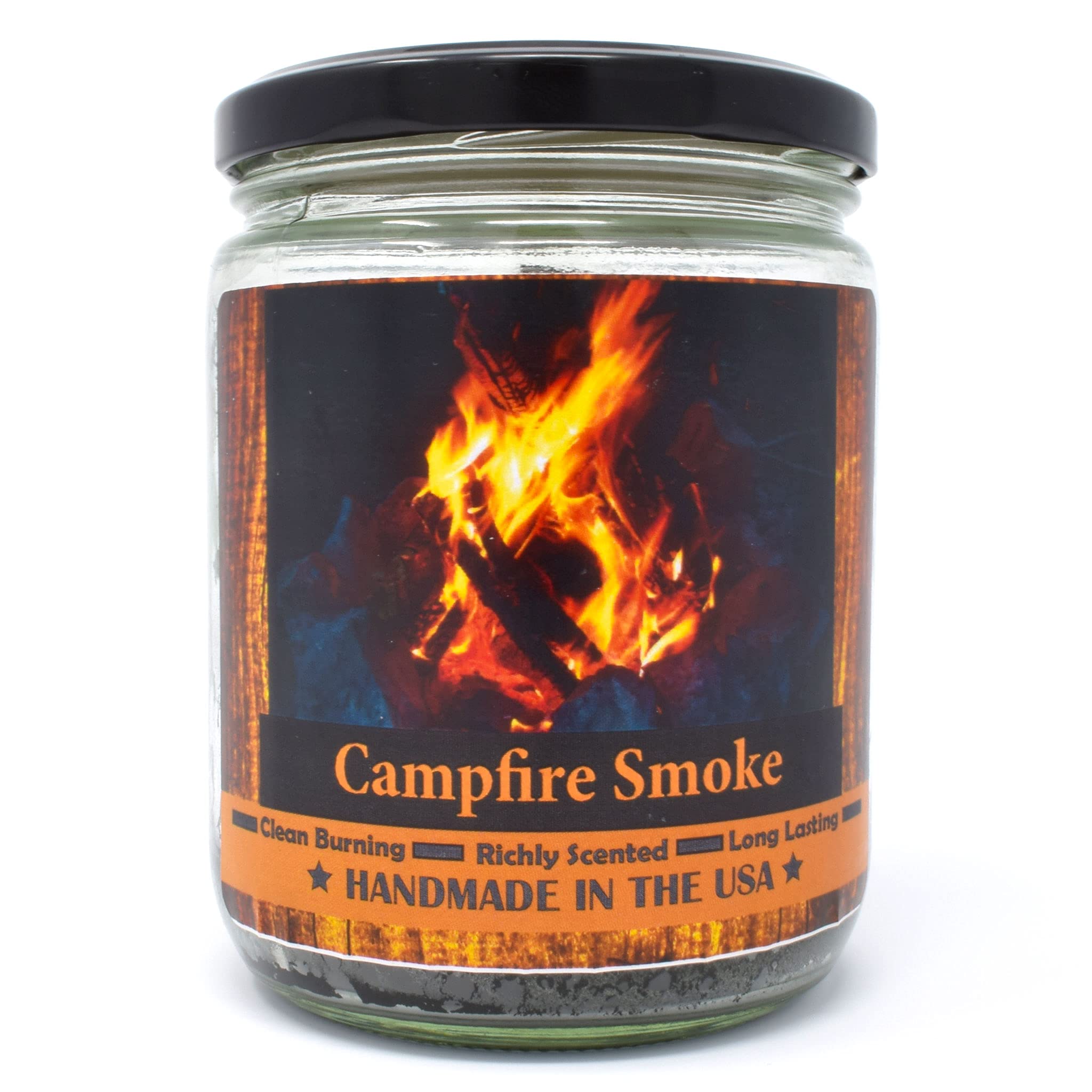 Campfire Smoke Scented Jar Candle - Highly Scented - Made with Plant Based Wax - Handmade in The USA - Candeo Candle