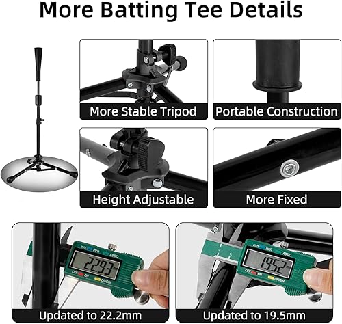 Miniatura 7 de 23.5 to 39.76 Inches Baseball Tee for Kids, Batting Tees for Baseball with Carry Bag, Portable Stable Tanner Tee, Baseball Training Equipment Aged