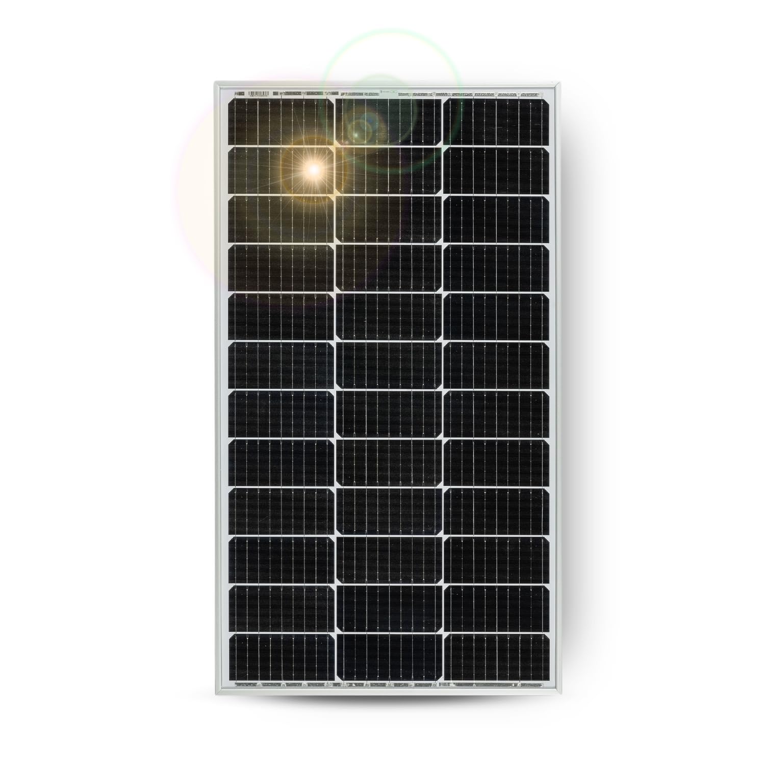 MOSCATELLI Panel Solar 100W para baterias 12V Células Monocristalinas PERC 9BB de Última Generación con Muy Alta Eficiencia. Optimizado – tensión 21V