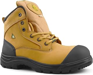 Men's Safety Boots Steel Toe Waterproof CSA Approved Lightweight 6" Leather Work Boots 7666 (10.5 3E US, Wheat)