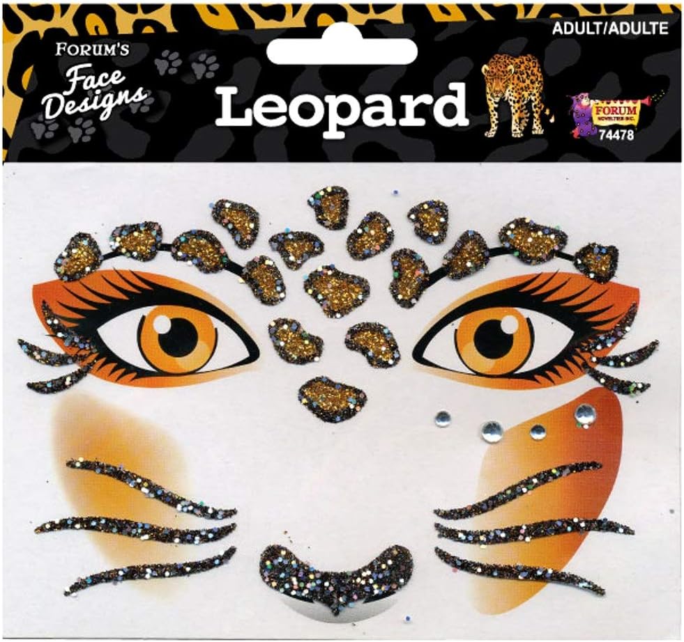 Forum Novelties Face Designs-Leopard, Multi, Standard (74478)