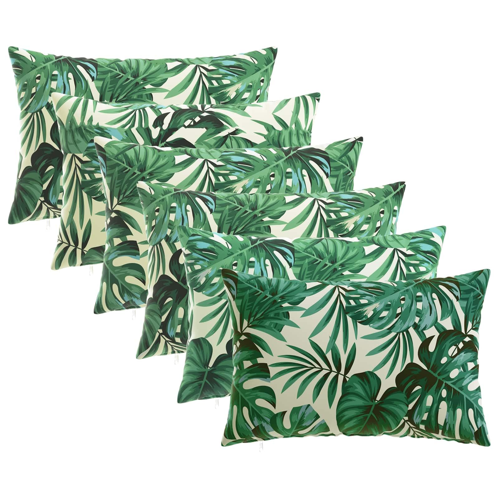 Federa per cuscino, 6 pezzi, in poliestere, motivo foglie, 50 x 80 cm