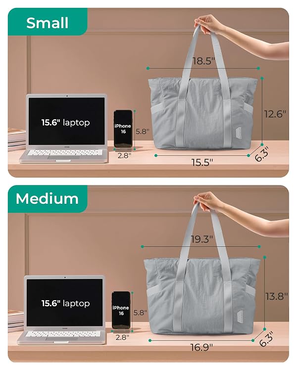 BAGSMART Tote Bag for Women, Tote Bag with Zipper Work Tote with Compartments Nurse Shoulder Hanbag for Travel, Gym by BAGSMART - Image 3