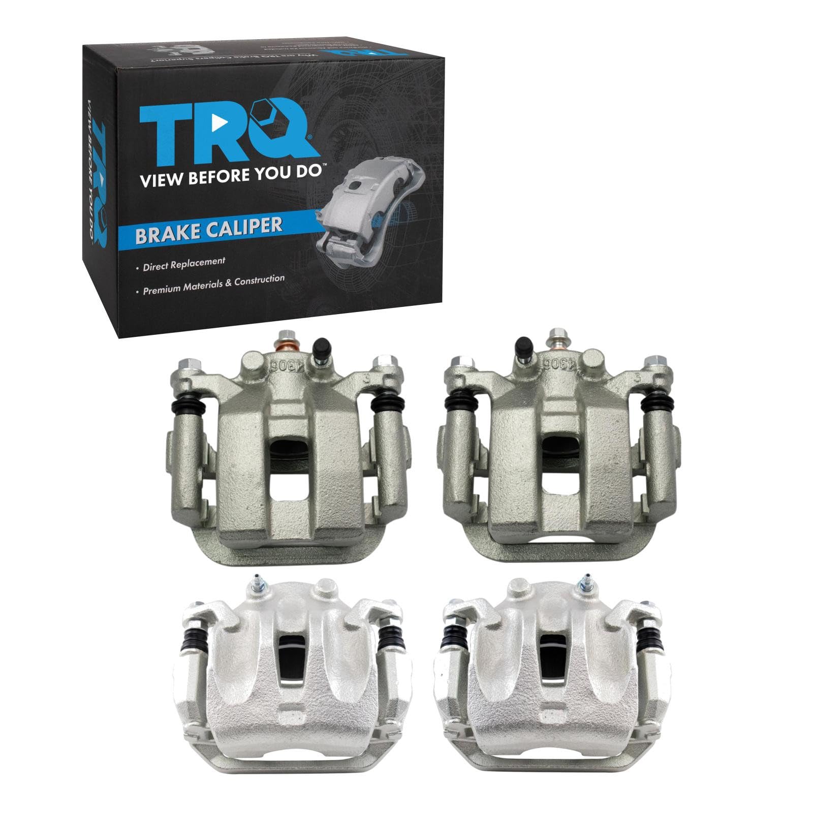 TRQ Front and Rear Brake Caliper Set Zinc Coated Brackets Compatible with 2003-2007 Nissan Murano