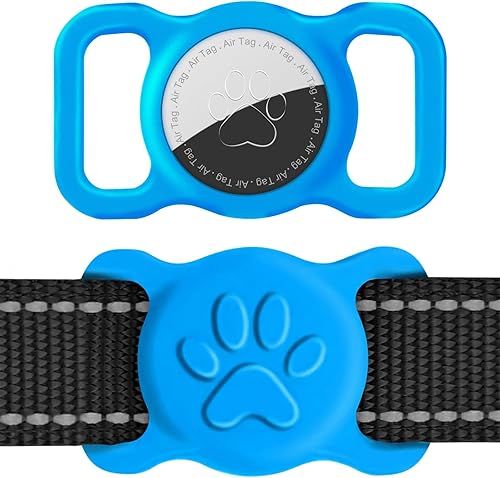 Dynmeow Soporte para collar de perro Airtag, funda de silicona elástica para Airtag para perros y gatos, soporte antipérdida para Apple Air Tag