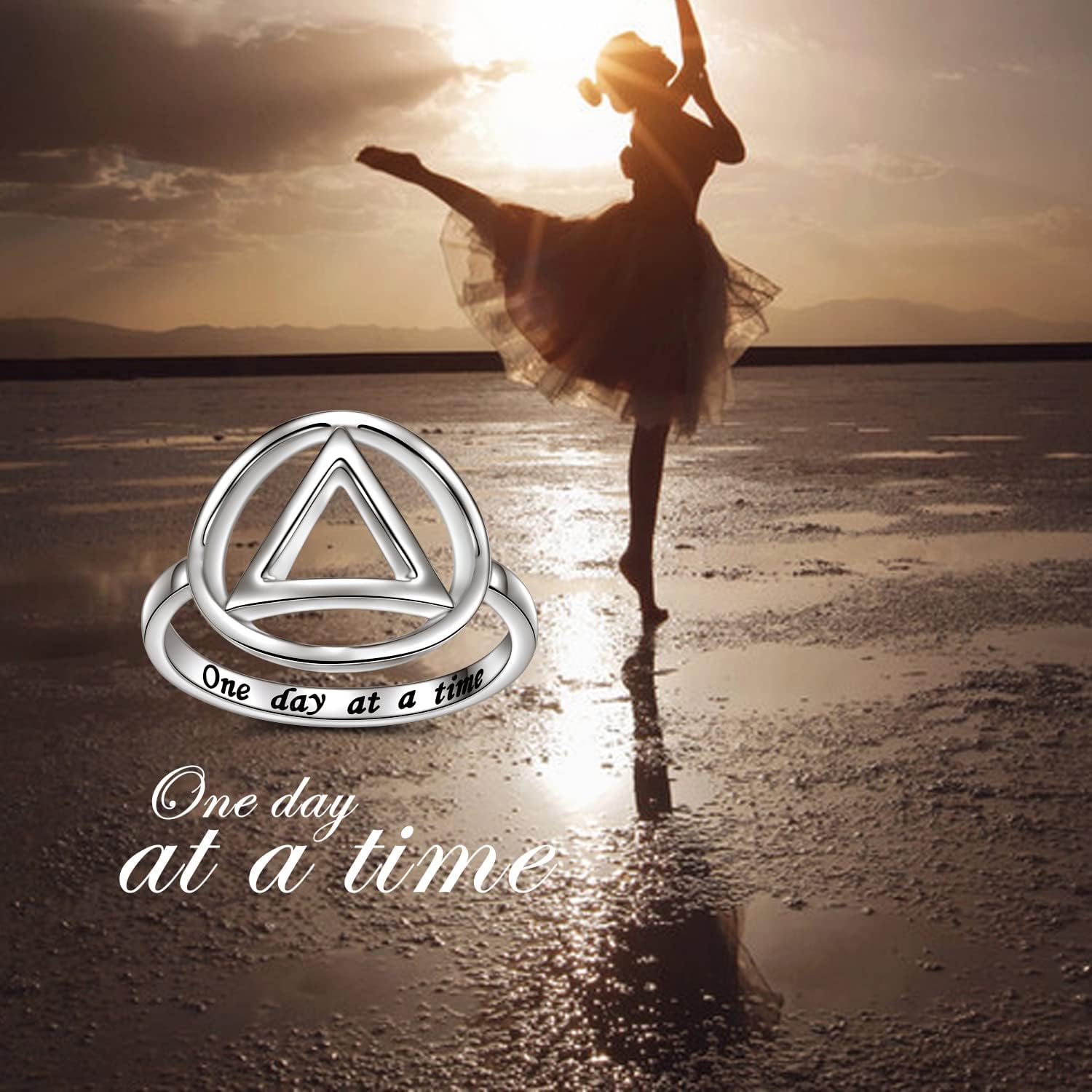 Sobriety Rings for Women Sterling Silver AA Alcoholics Anonymous NA Narcotics Anonymous Ring Open Circle Karma Ring for Women - Image 5