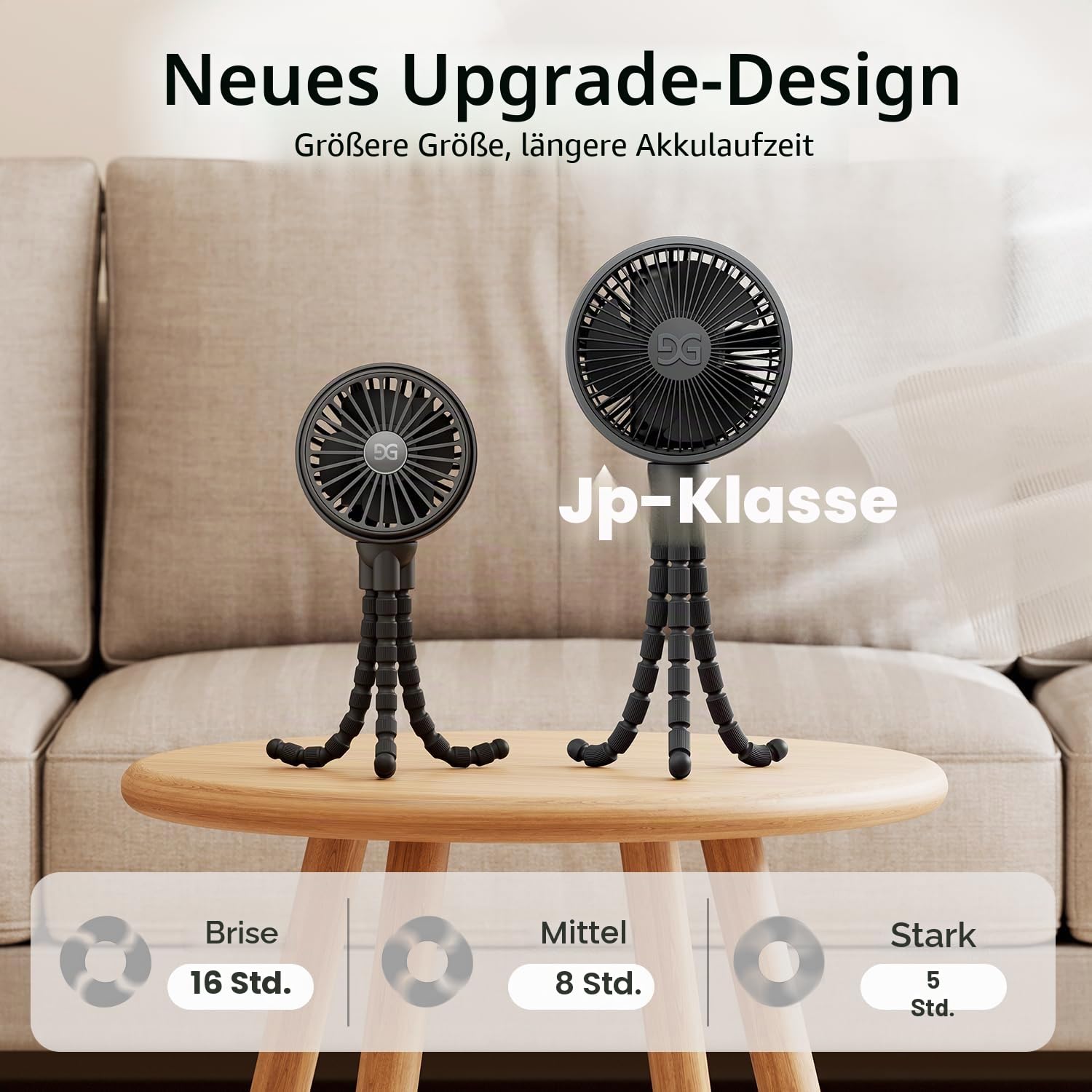 Kinderwagen-Ventilator Clip on für Baby, Flexibler Tripod & Akkubetriebener Lüfter, Tragbarer Handheld-Lüfter für Schlafzimmer, Autositz, Reise, Camping - Schwarz