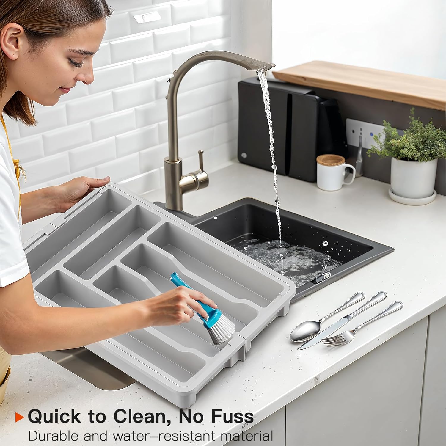 Expandable Silverware Drawer Organizer, Adjustable Utensil Tray For Kitchen - Picture 19 of 21