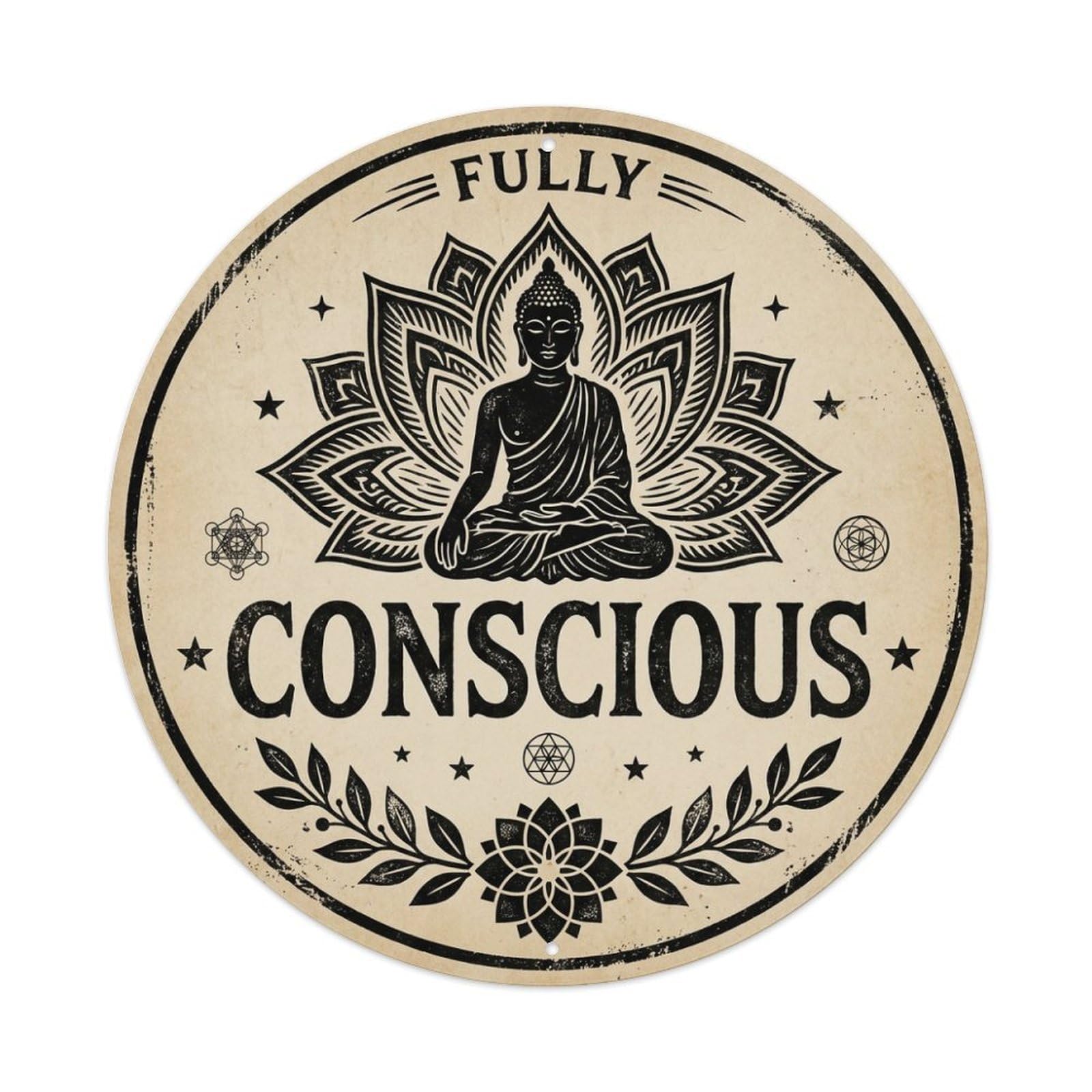 Fully Conscious Mindfulness Quote Zen Meditation Metal Tin Sign