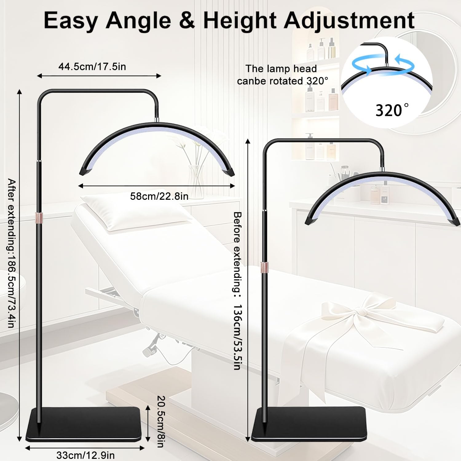 Lampada a LED per ciglia a mezzaluna, 58,4 cm, 40 W, dimmerabile, con