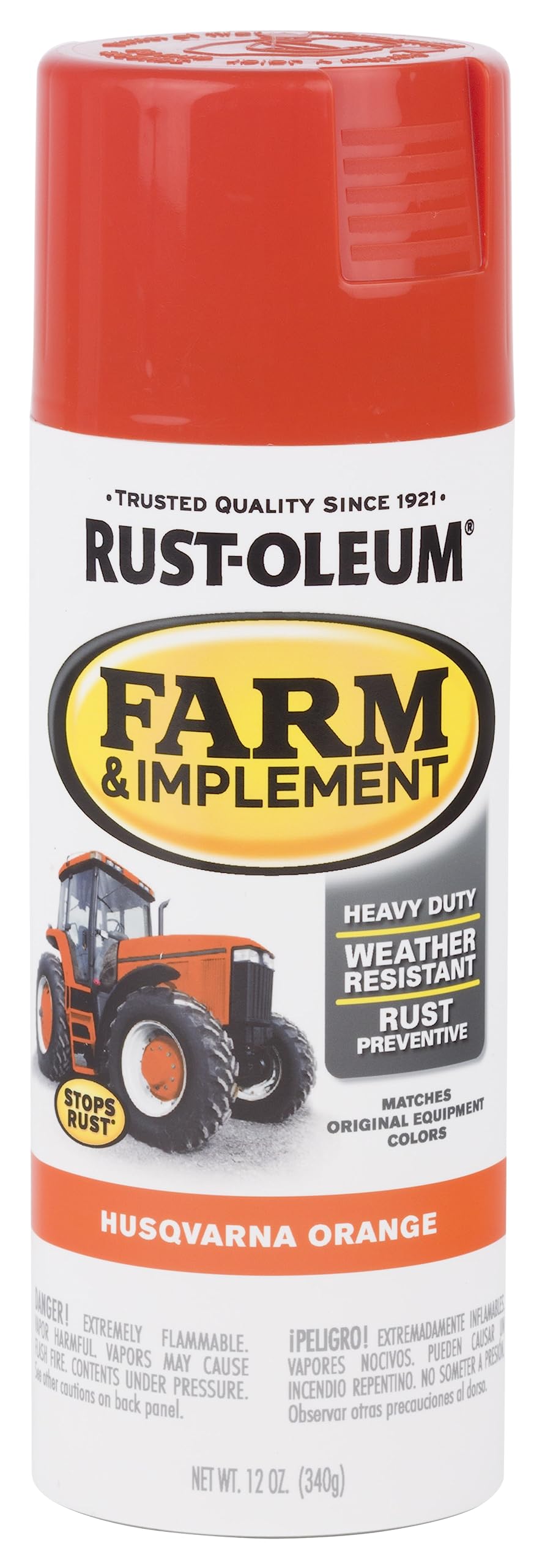 Rust-Oleum 303472 Farm &amp; Implement Spray Paint, 12 oz, Husqvarna Orange, (Pack of 1)