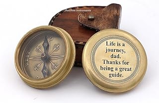 RII Solid Brass Compass Engraved Gifts for Men with Famous Poet Quotes, Graduation Day Gifts for Men, Birthday Gifts for Men/Boys, Father to Son Gifts, Baptism Gifts for Boys