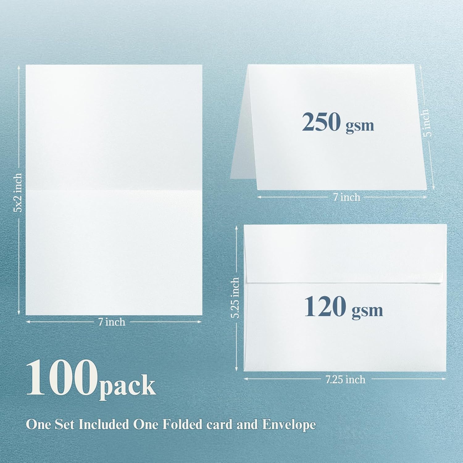 White Shimmer 5x7 Blank Cards and Envelopes, Goefun Pearl White Folded Cardstock and A7 Envelopes Self Seal 100 Pack for Wedding, Invitations, DIY Greeting Cardstock, Thank You Cards & All Occasion