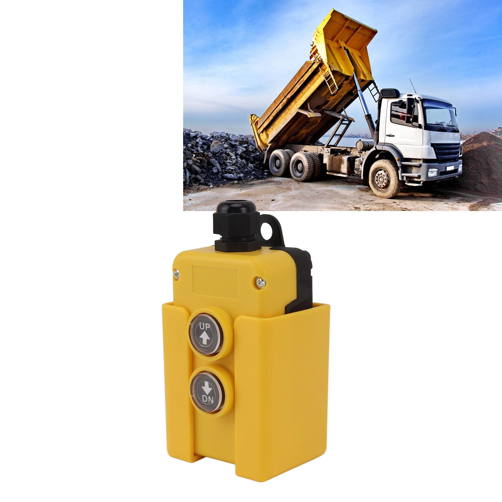 Commutateur de Bouton Poussoir de Grue, TéléCommande de Remorque à Benne Basculante 12V DC 4 Fils 3 Fils Interrupteur de Commande Haut et Bas pour Plate-forme élévatrice de Grue