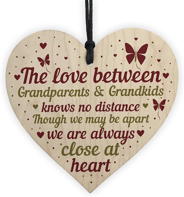 RED OCEAN Nan And Grandad Gift Home Hanging Heart Plaque Grandparent Sign Grandma Grandpa Keepsake