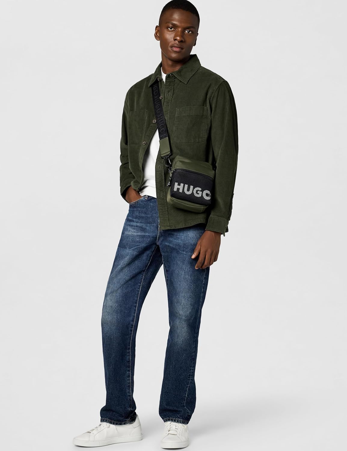 HUGO mens Mesh Logo Small Crossbody Bag - Image 3