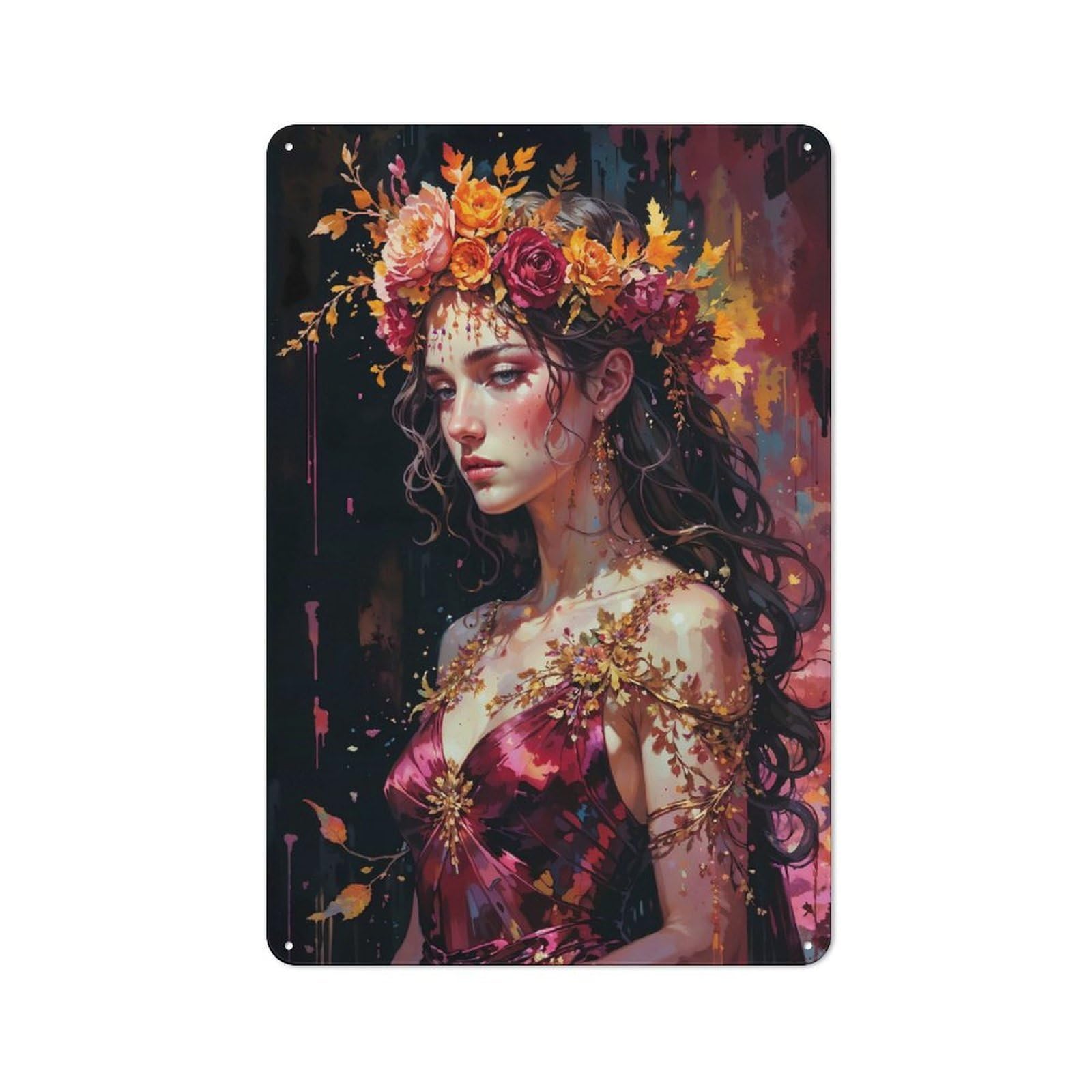 Junmoney Persephone Autumns Final Whisper Country Vintage Metal Wall Decor 30X20cm, Farmhouse Metal Sign For Kitchen, Cottage, Porch Or Garden Room