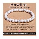 AD Beads Handmade Gemstone Stretch Elastic Bracelet Crystal Healing Reiki Nature\'s Beauty and Spiritual Essence Unisex (6mm, Howlite (Calmness for Sleep))