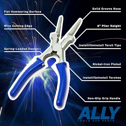 Miniatura 3 de ALLY Tools - Alicates de soldadura MIG multifuncionales profesionales de 8 pulgadas antioxidantes, fiables y duraderos