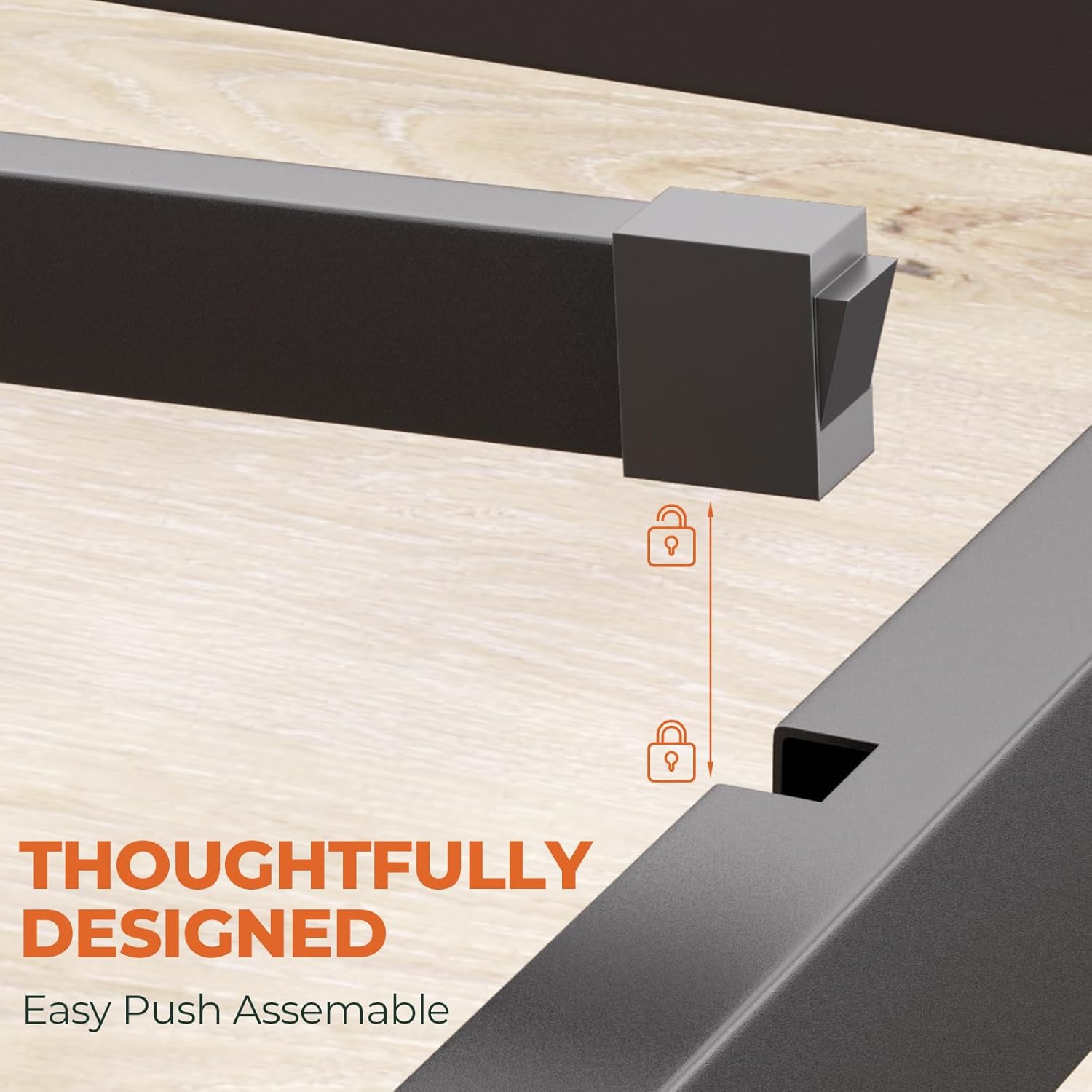 Twin Size Bed Frame Metal Platform with Strong Slat Support and12.5 Inch Under Bed Storage Space for Kids, Girls, Boys, No Box Spring Needed, Noise Free, Easy Assembly, Black