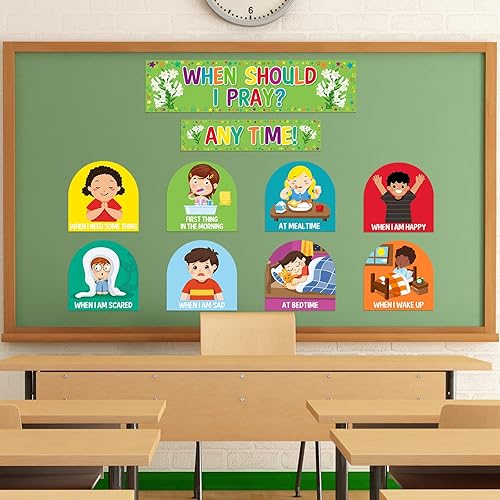 Juego de decoración de tablón de anuncios para aula, decoración religiosa para aula y escuela dominical para fiestas, escuela, aula, puerta, tablón