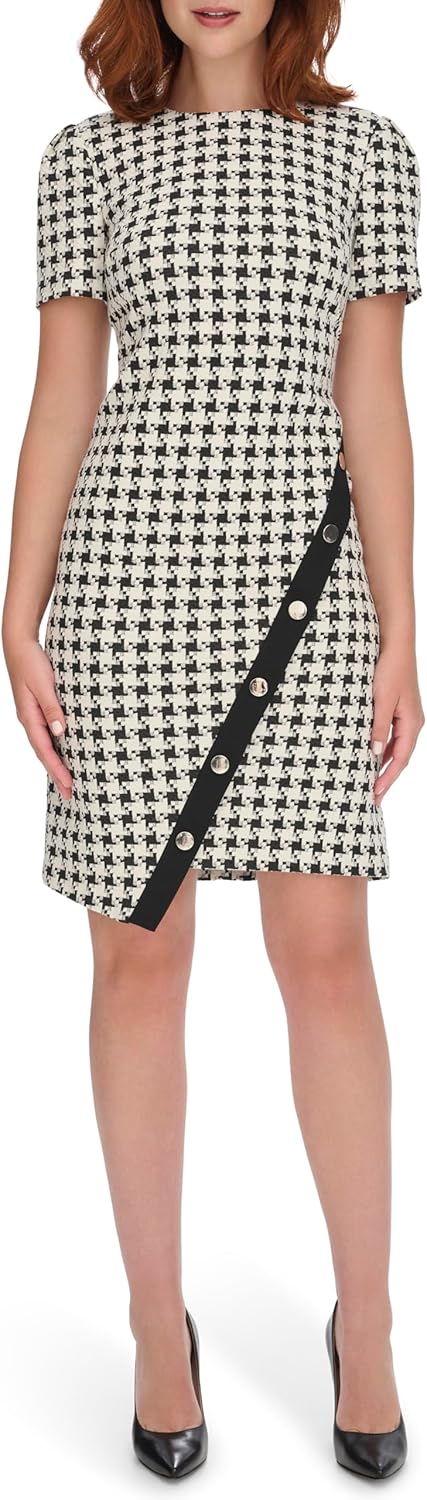 Tommy Hilfiger Womens Short Sleeve Asymmetric Hem Sheath Dress - Image 2