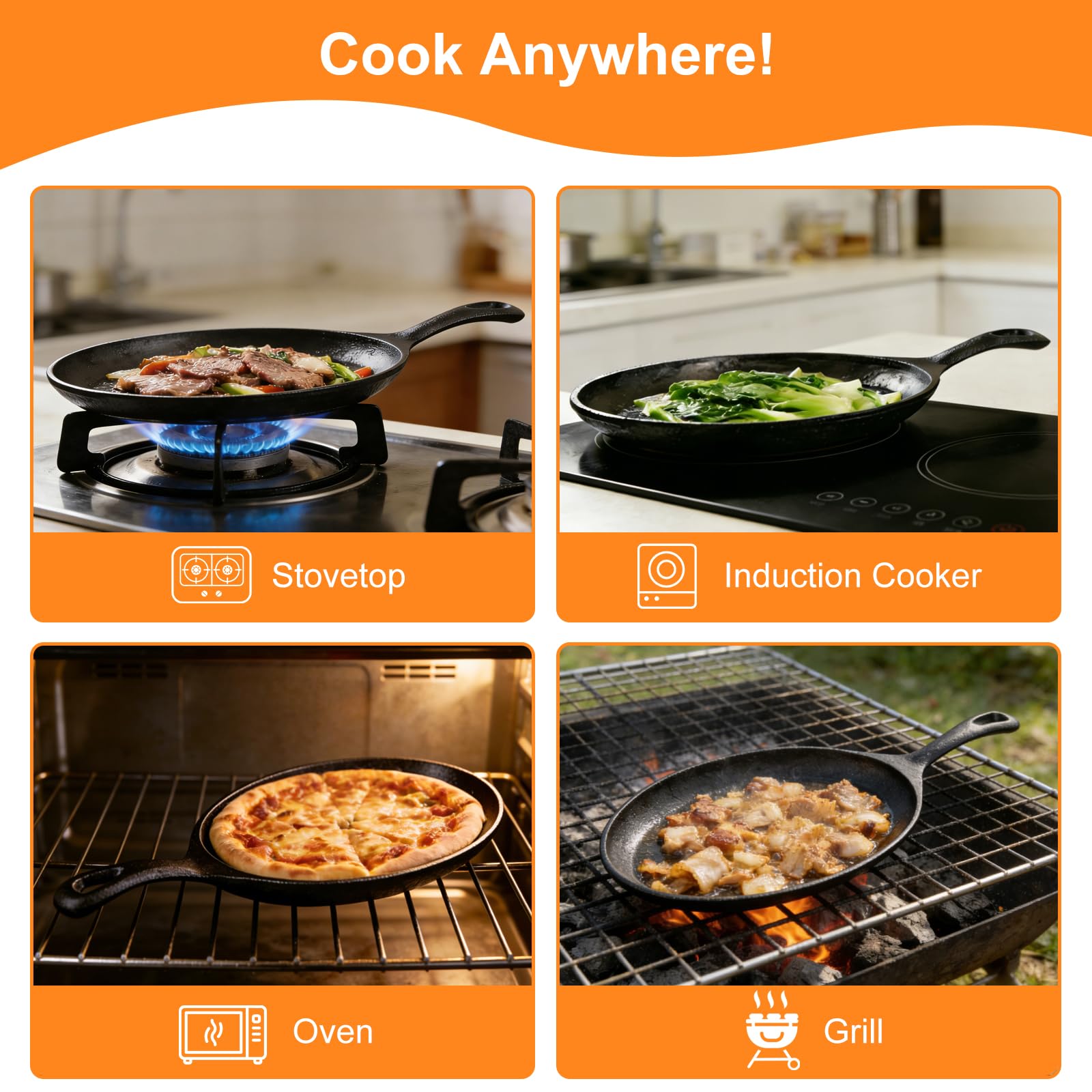 Cast Iron Fajita Skillet Set - Sizzling Hot! -5