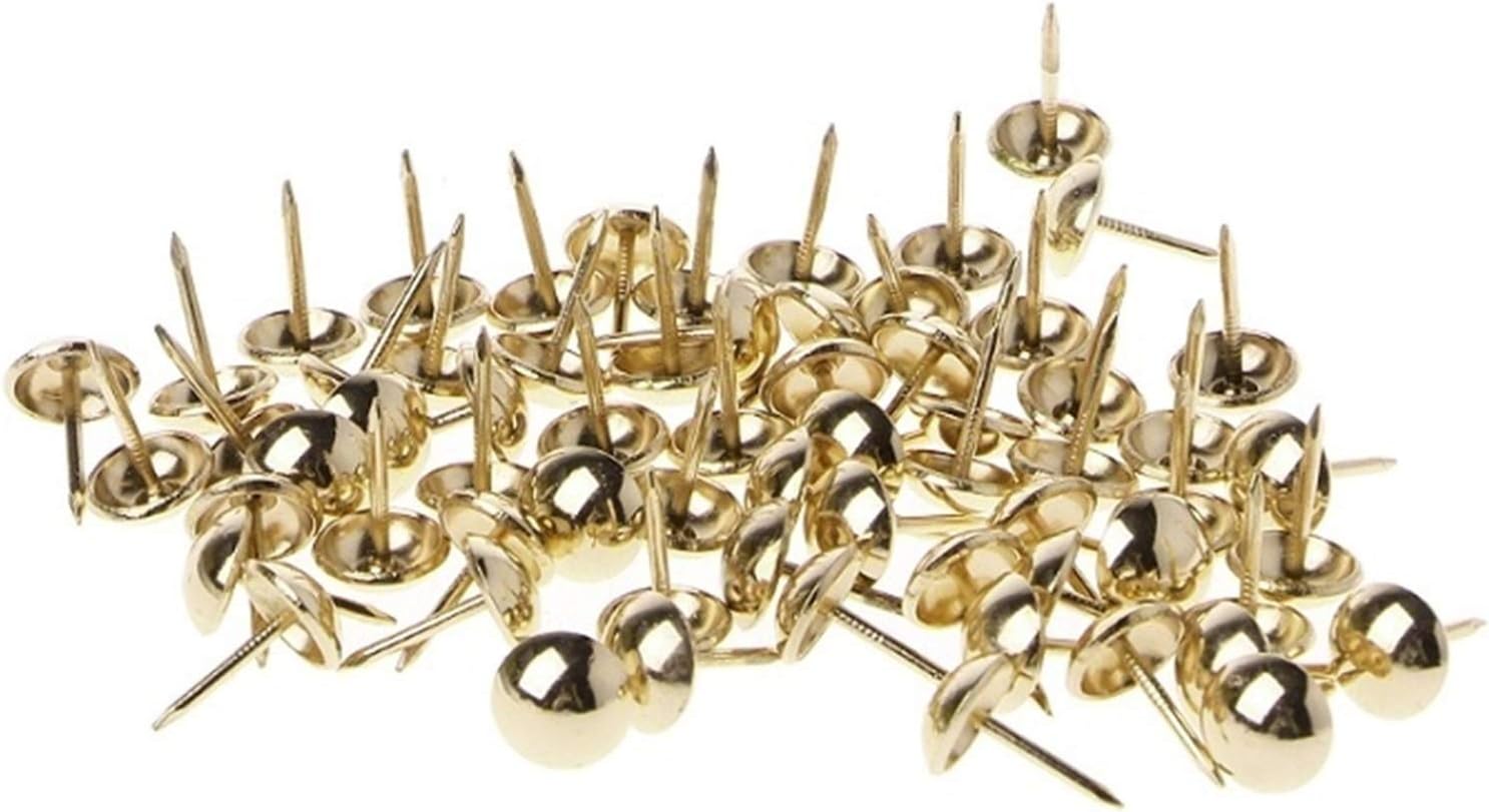 DIY Seamless Nail,Invisible Security Screws,Push Pins Thumbtack 100pcs Antique Brass Upholstery Nails Furniture Tacks Pushpins Hardware Decor Usual and Practical Fasteners (Color : Gold) (Color : Blac