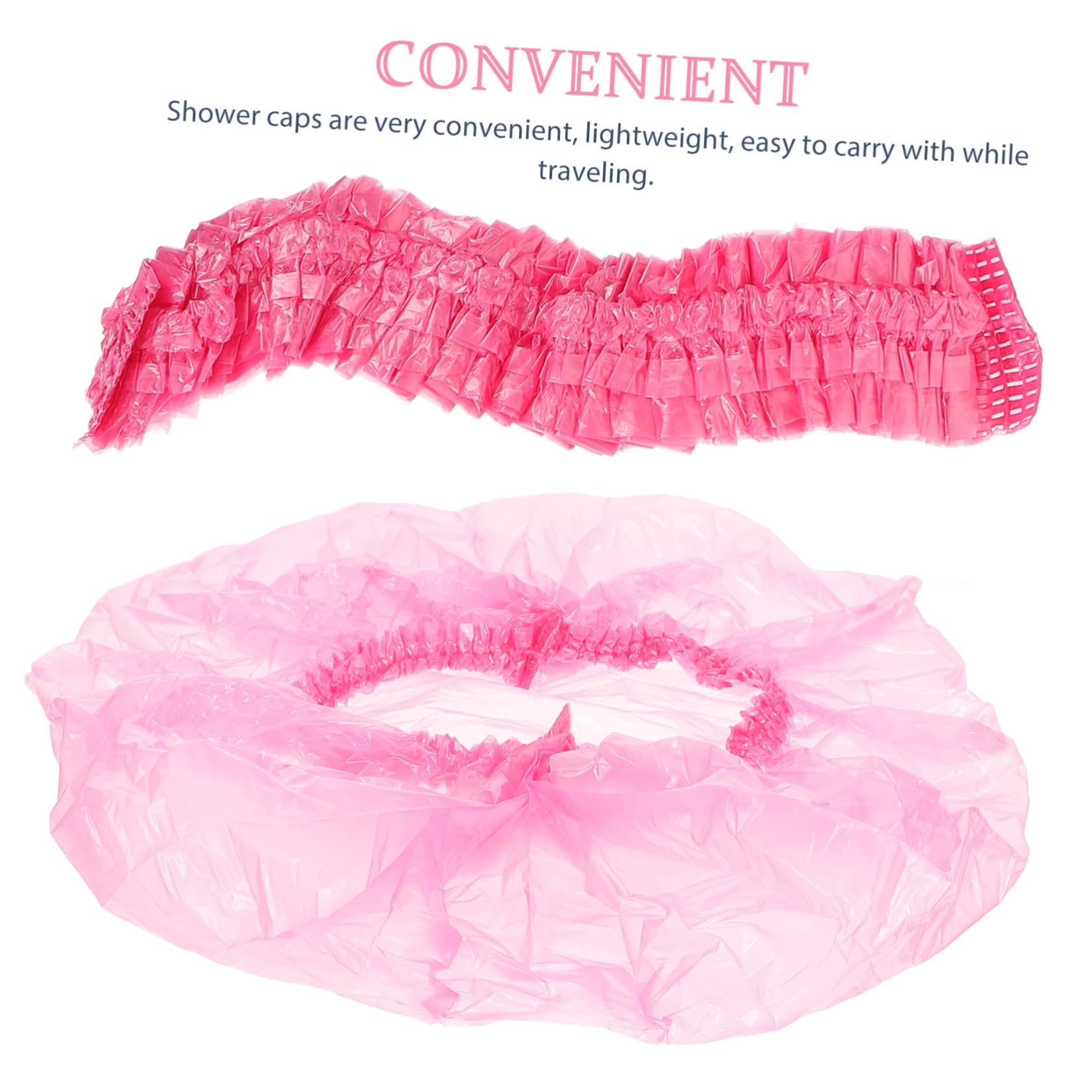 Homoyoyo 500 Stück Große Rosa Einweg Duschhauben aus Kunststoff für Damen Wasserfeste Elastische Badehauben zum Schutz der Haare Beim Baden und Reisen