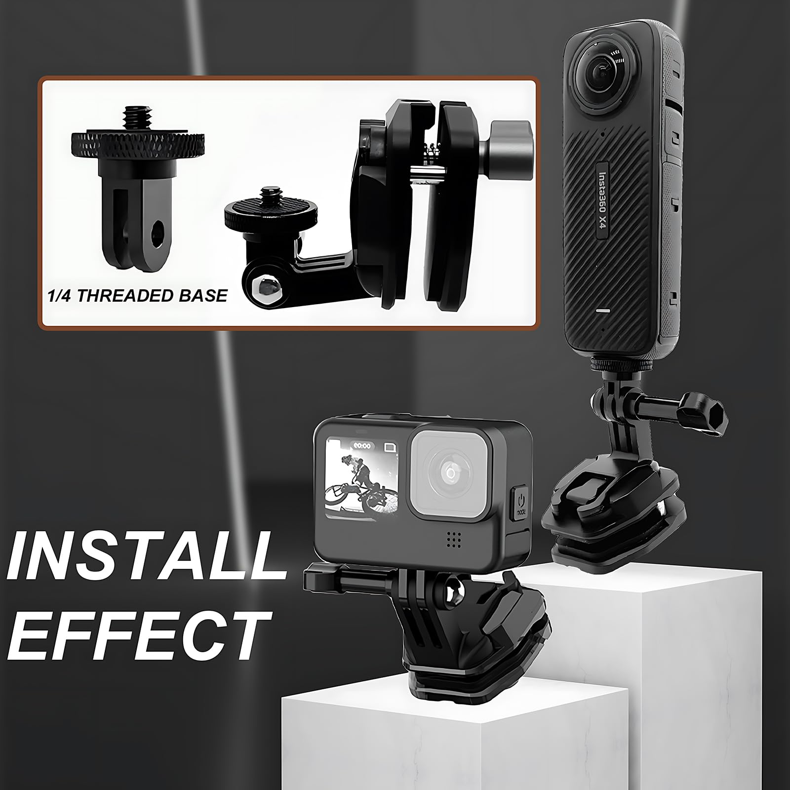 FEICHAO Supporto A Ventosa Per Fotocamera GoPro E Insta360 – Aspirapolvere Per Vetro - 2