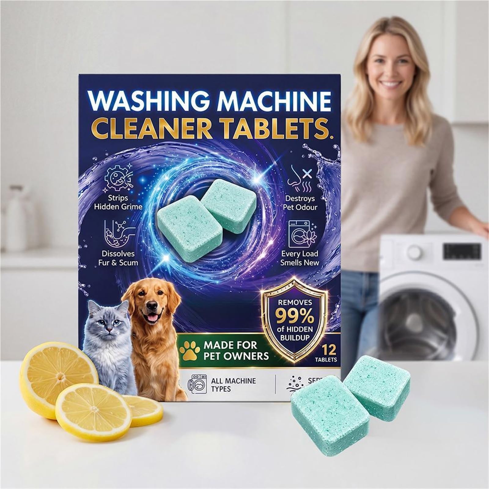 washing machine cleaner tablets Waschmaschinenreiniger-Tabletten entfernen Tierhaare effizient(5Packs)